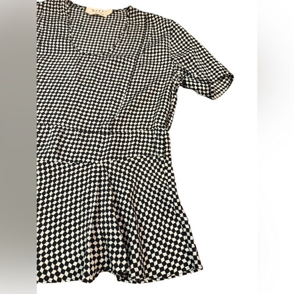 MARNI Winter Edition 2013 Black and White Checkered Blouse Size 44- US M (8-10) - Picture 3 of 11